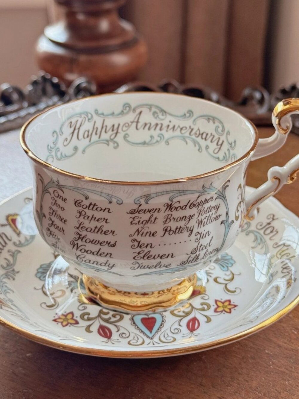 Vintage Paragon Anniversary Teacup Saucer Set Years 1–60